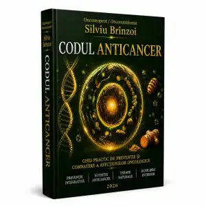 Codul Anticancer carte tipărită - coperta ediție fizică scrisă de Oncoterapeutul Silviu Brinzoi, 40 capitole, tiraj limitat 500 exemplare